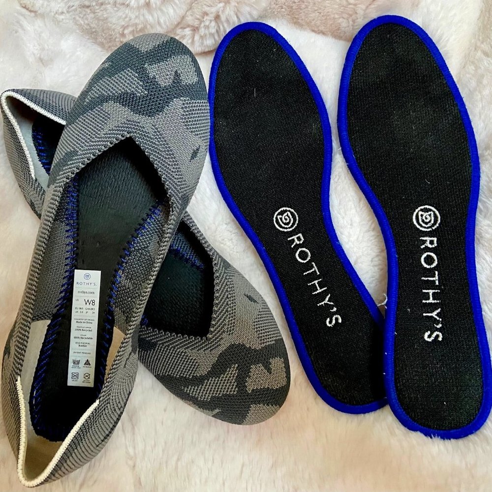 ROTHY'S Grey Camo Flats RETIRED, sz 8